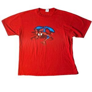 VTG 2001 Spider Man T-Shirt Movie Promo Mens XL Delta MARVEL Tribal Kanji Y2K